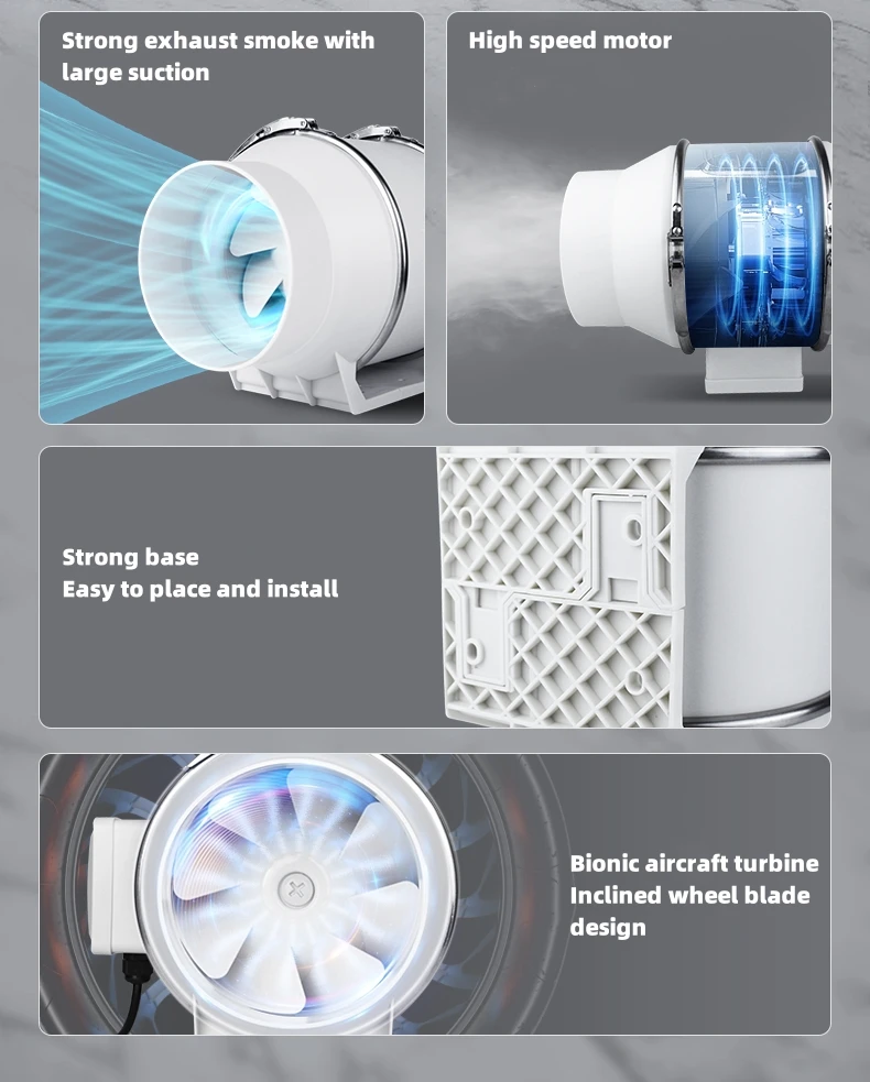 Inline Duct Fan, 220V, 120mm, Plastic - detail 4