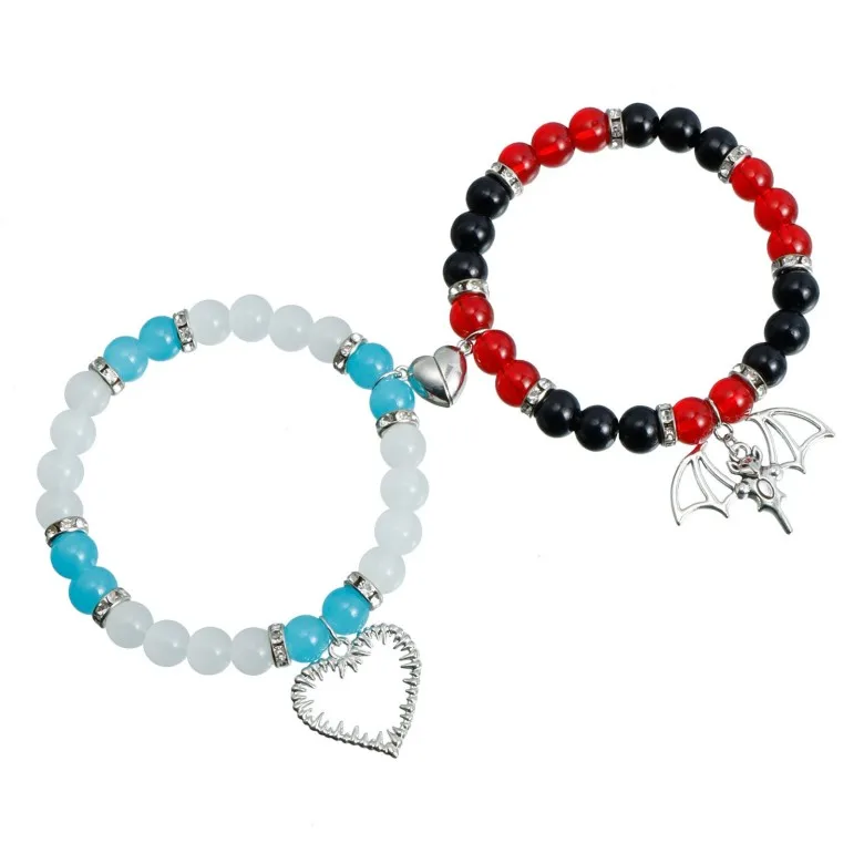 Wholesale Best-selling Fashion Crystal Beaded Waterproof Sterling Silver Sun and love Couple Bracelet for Gifts