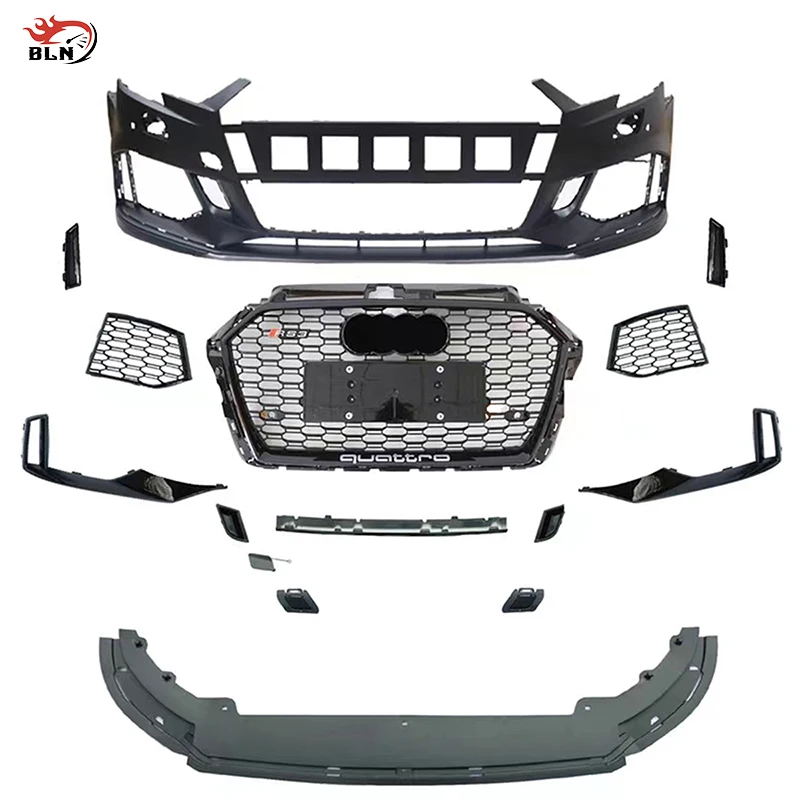 Car A3 S3 Gloss Black Honeycomb Grille Modified RS3 Style Carbon Fiber Front Bumper Grill for Audi A3 S3 8V.5 2017 2018 2019