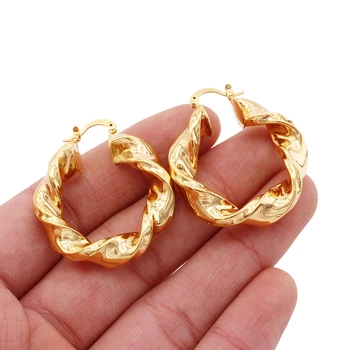 24K Gold Plated Trend Round Hoop Earings Fashion Piercings Earrings Jewelery for Women/Girl ear rings Jewelry Gifts Ornament