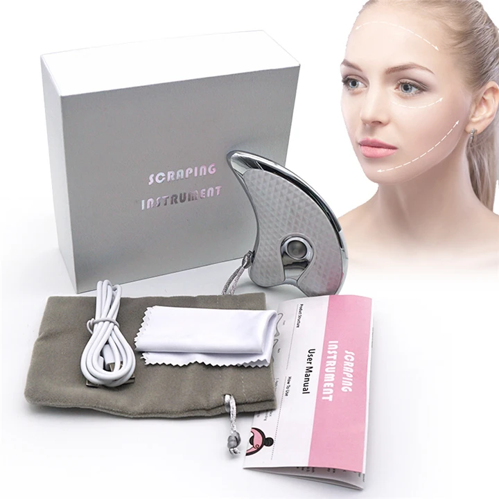 Facial Massager Microcurrent Gua Sha Scraping Plate Electric Vibrating Massage Tool