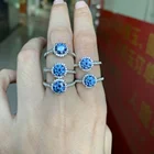 Tanzanite Diamond Ring S925 Sterling Silver Jewelry 1ct Tanzanite Blue Diamond Ring Fashion Moissanite Silver Wedding Ring