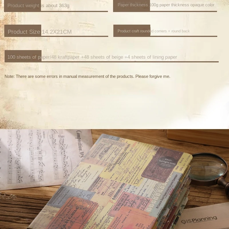 Retro Kraft Paper Coloring Page Notebook - Creative Lock Line Notepad