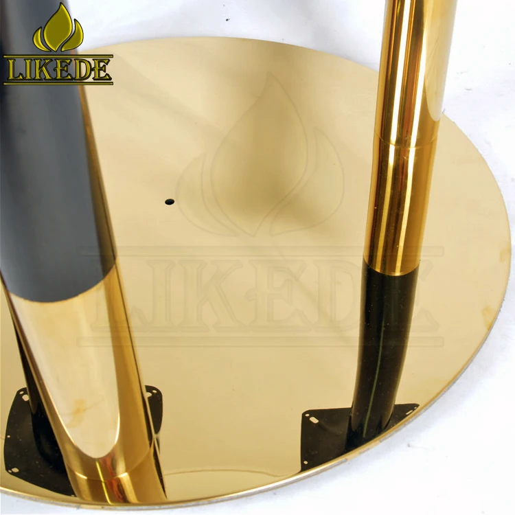 Newest High Quality Shiny Gold Black Big Large Heavy Duty 3 Pillars Columns Stainless Steel Table Base