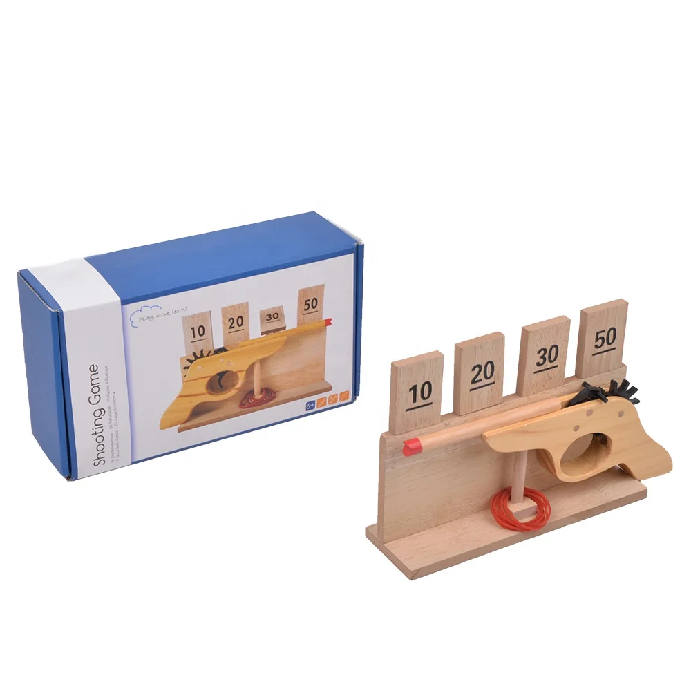 Factory Wholesale Wooden Toy Gun Children Indoor Shooting Game Wood Target Board