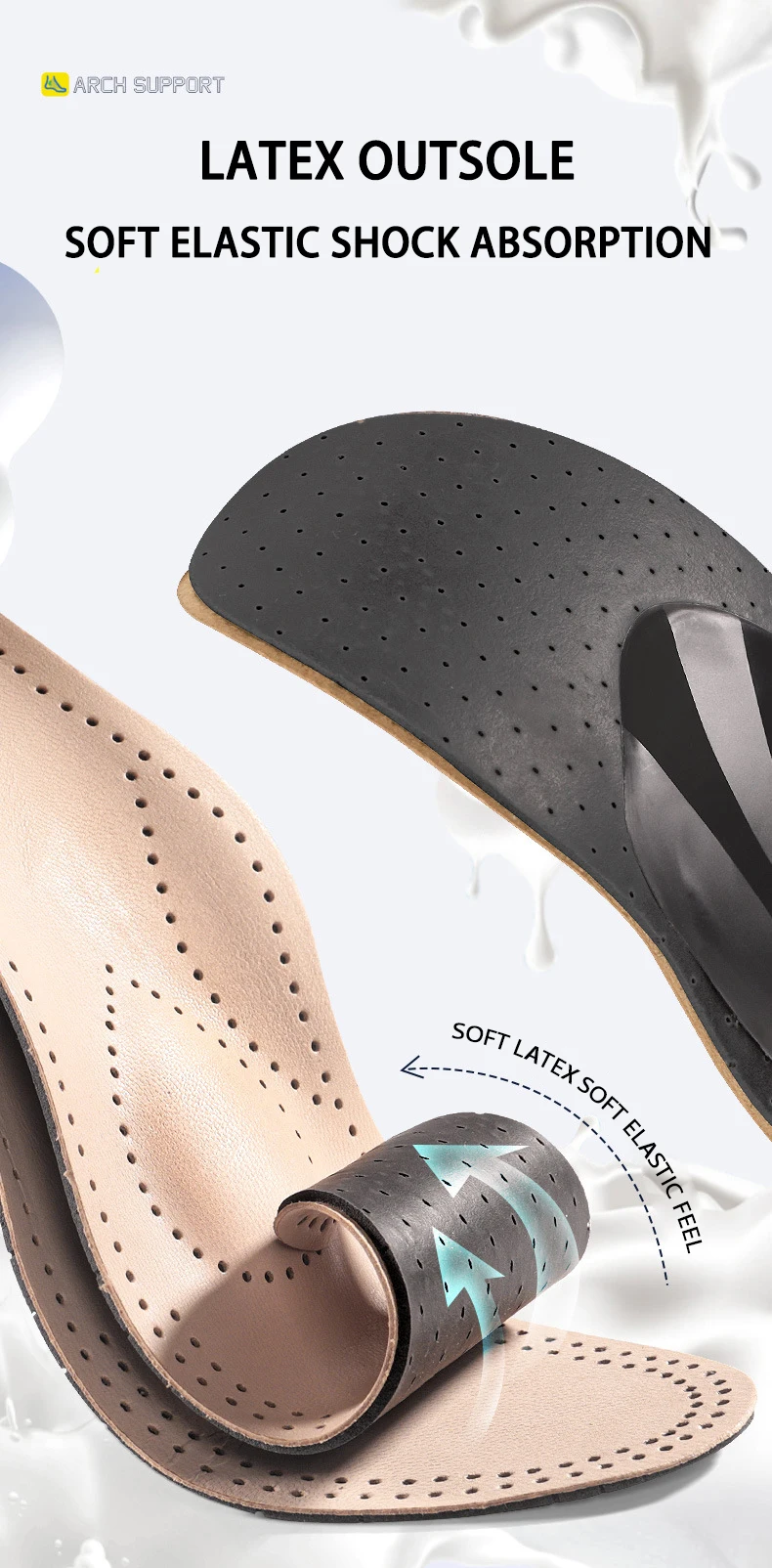 New Arrival! Sheepskin Latex Arch Support Correction Insoles for Bowlegs Shock Absorbing Ball-of-Foot Cushion Pads MOQ 1 Pair