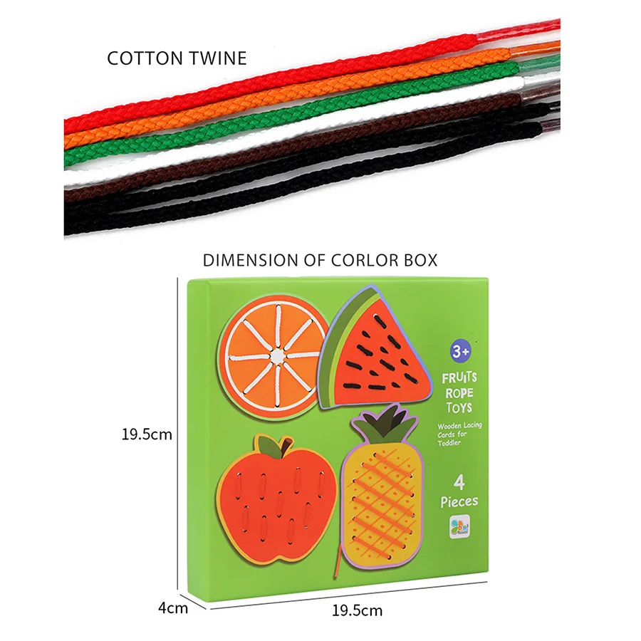 Wooden Cartoon Panel & Lace Activity Toy Animal Fruit Threading Board ...