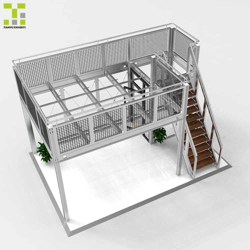 20ft Aluminum Extrusion Manufacturing System Trade Show Booth Two Storey Double Deck Exhibition Stand Modular Display System