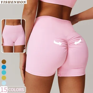 YISHENHON Colorful High Waist Custom Activewear Gym Yoga Fitness Sport Scrunch Butt Leggings Shorts for Women