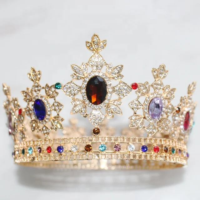 Factory Wholesale Cheap Free Customized Mixed Gold Full Round Pageant Crowns Silver Queen Diamond Crown Tiaras for Girls