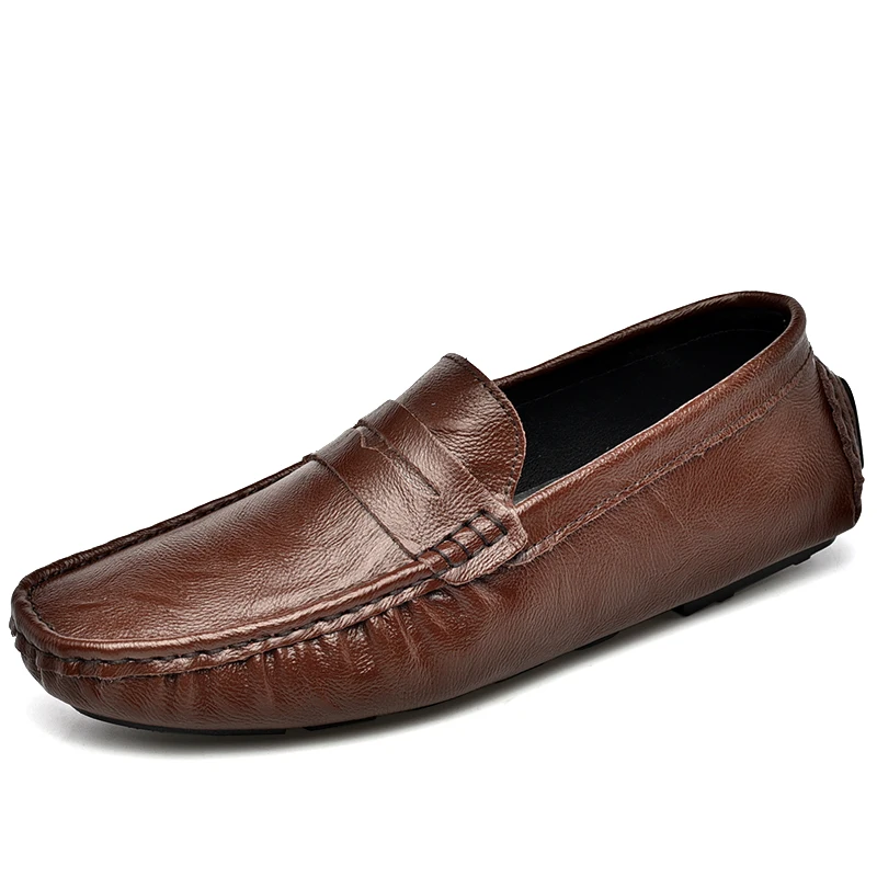 Genuine Leather Men Fashion Flats Shoes comfortable walking sports breathable outdoor Men's driving shoes Loafers
