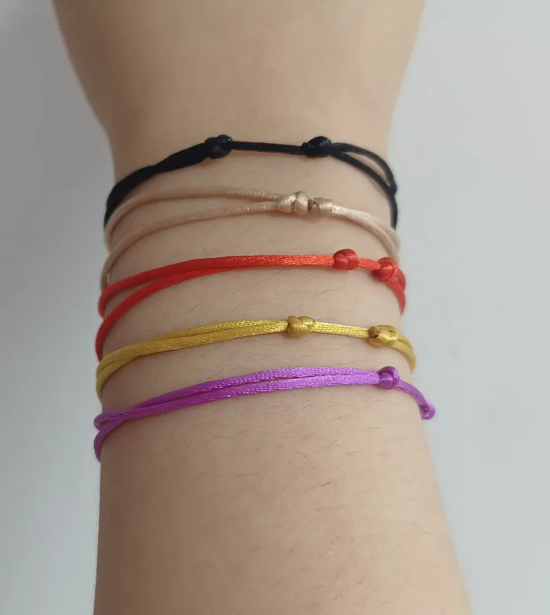 Zooying Delicate Diamond Solitaire Gold Silk Cord Stacking Wedding Jewelry Bracelet Fine Chain & Link Bracelets for Women