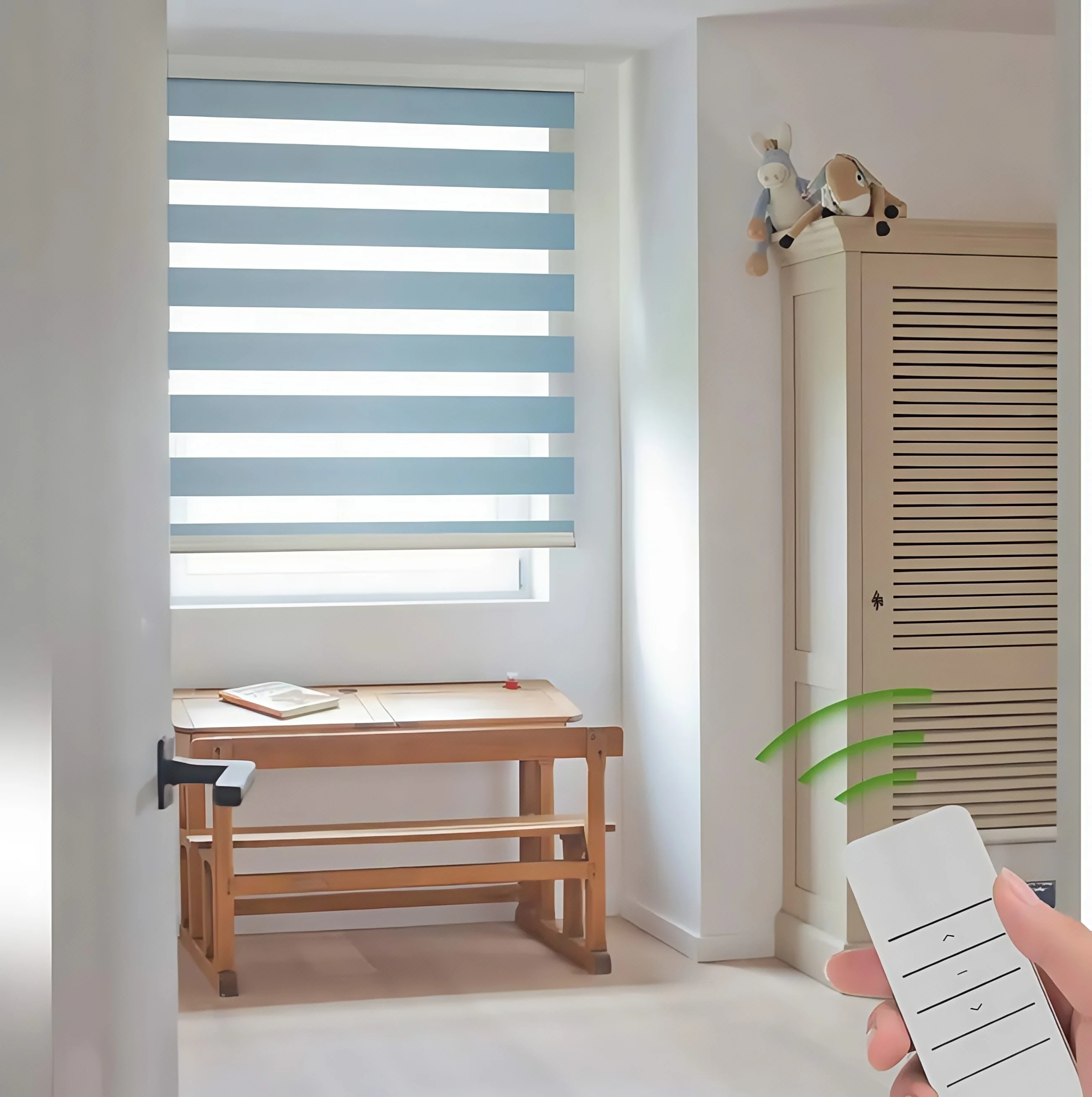 Electric Zebra Shade Remote Control Smart Zebra Shade - Light Filtering & Blackout for Bedroom Living Room Office