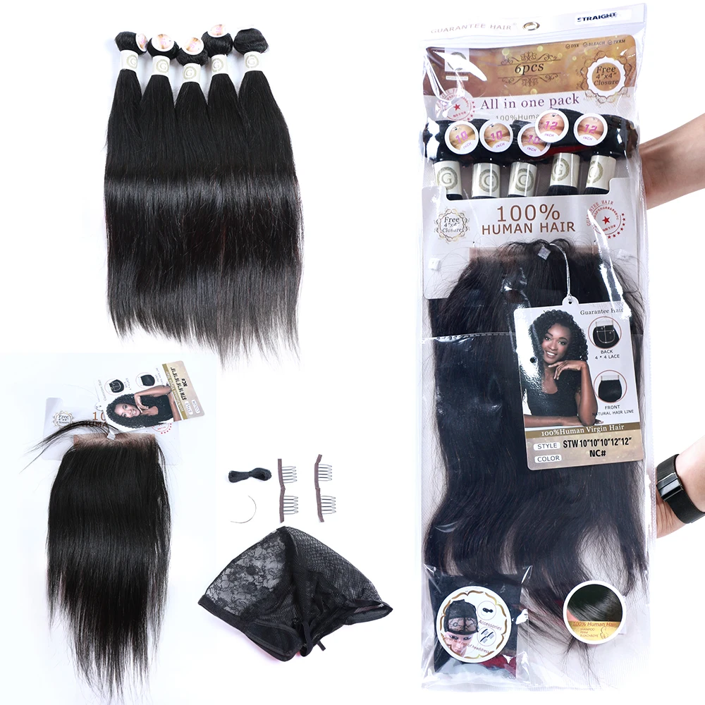 Guarantee Hair Packet With Closure 5 Bundles Hair And A Closure For Full  Head Straight Brazilian Hair Good Price And Price - Buy Human Hair Packet  Hair,Straight,Free 13x4 Lace Frontal Hair Product
