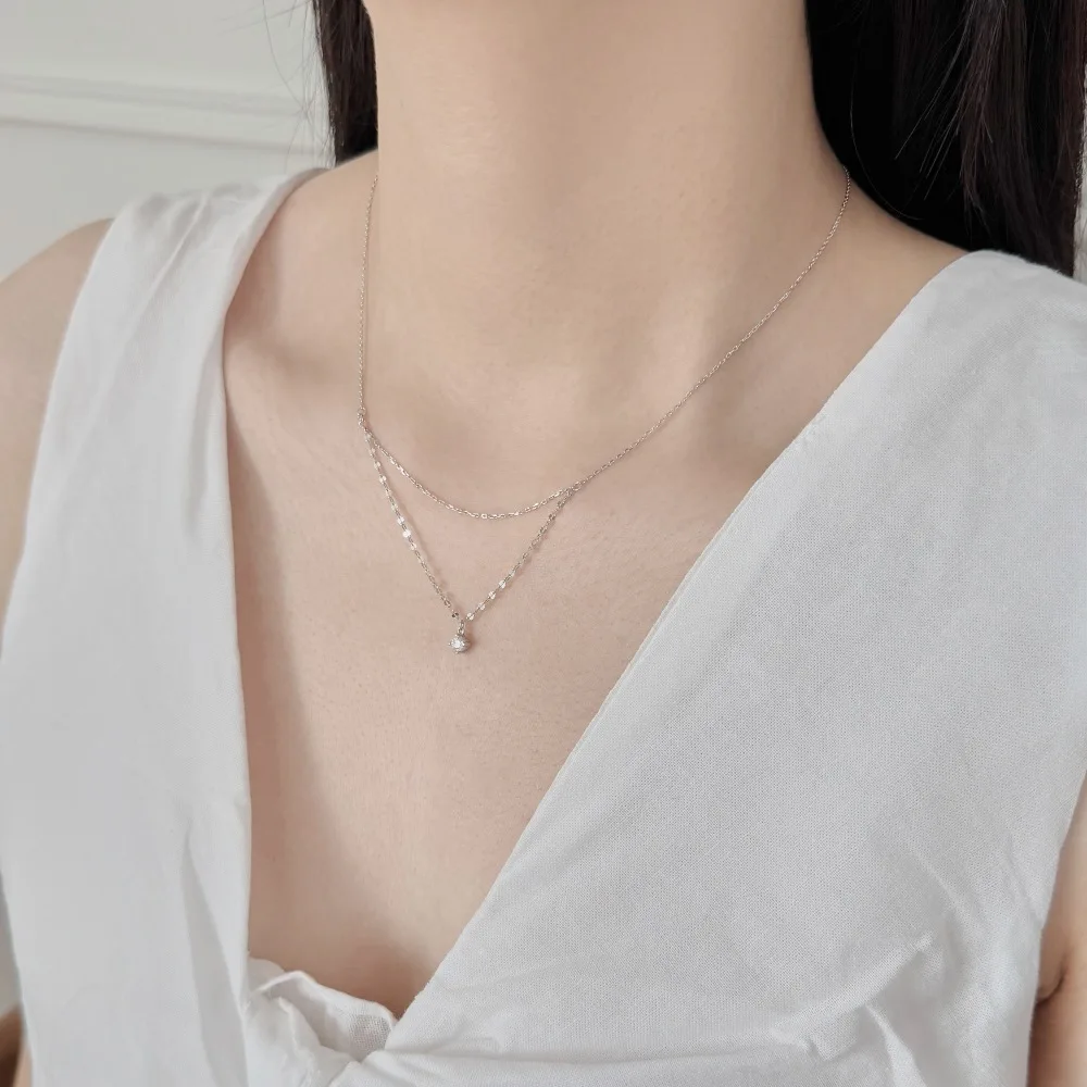 KAKODIY Layered Clover 5A Zirconia Pendant Necklace Rhodium 18K Gold Plated Exquisite Layered Long Necklace for Women detail 2