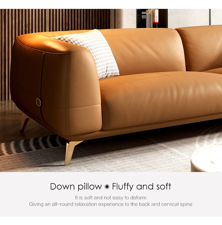 Best Seller Sectional Leather Sofa Luxury Italian Cattlehide Top Layer