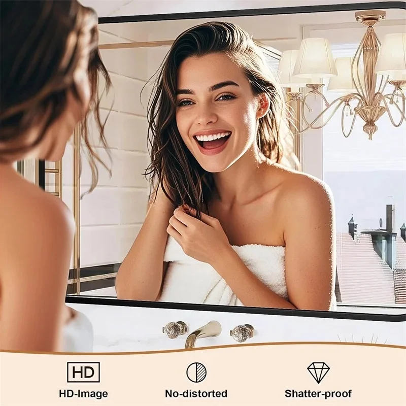 product modern black gold large aluminium alloy framed wall mounted rectangle dressing mirror for home decor-6