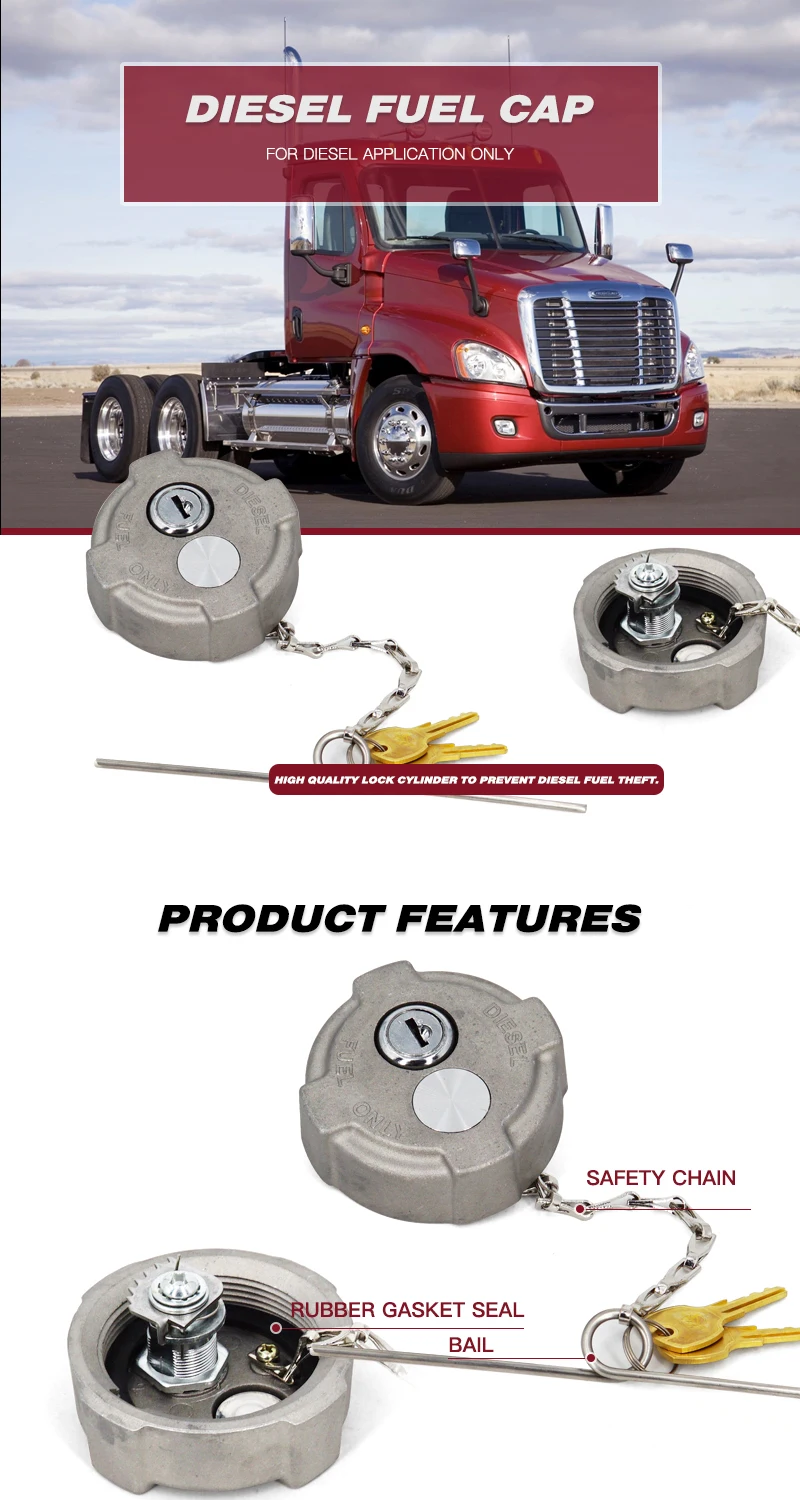 Aluminum Locking Diesel Fuel Cap 2