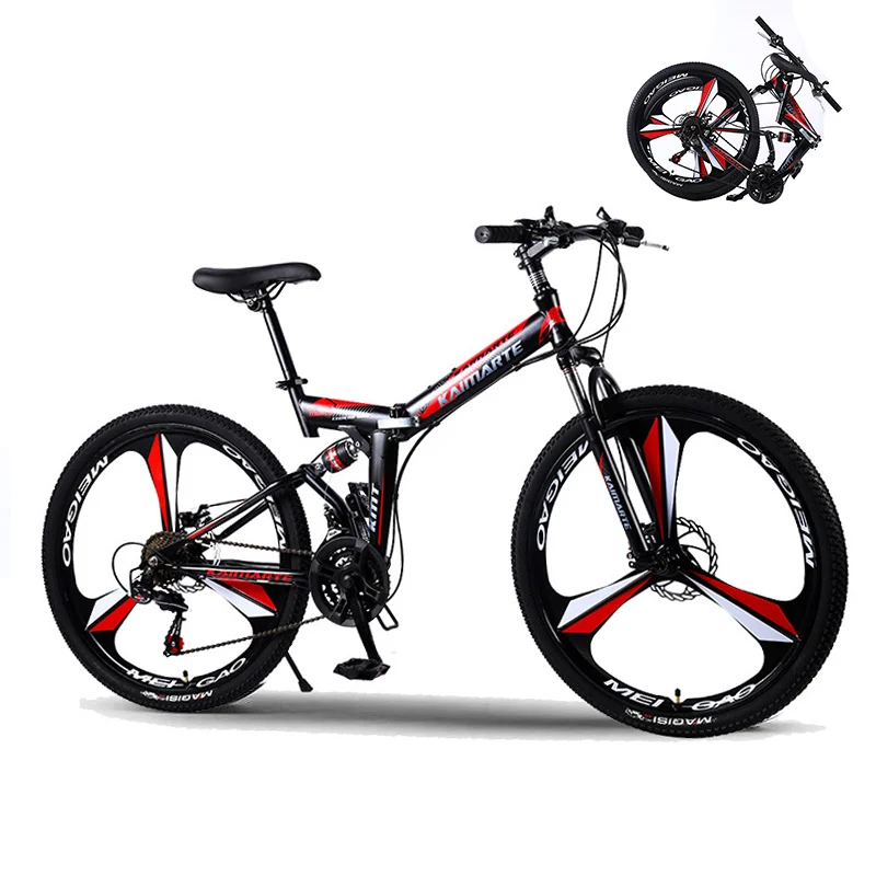 Wholesale 21 Speed Foldable Mountain Bike Bicycles Folding Mountain Bike 26/24 MTB For Adults Men