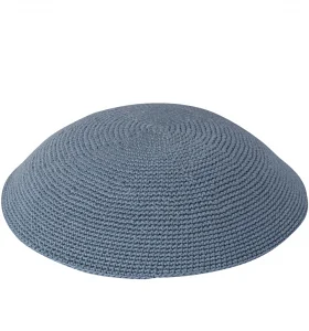 Kippah fatta a mano in cotone blu scuro lavorato a maglia - Italia