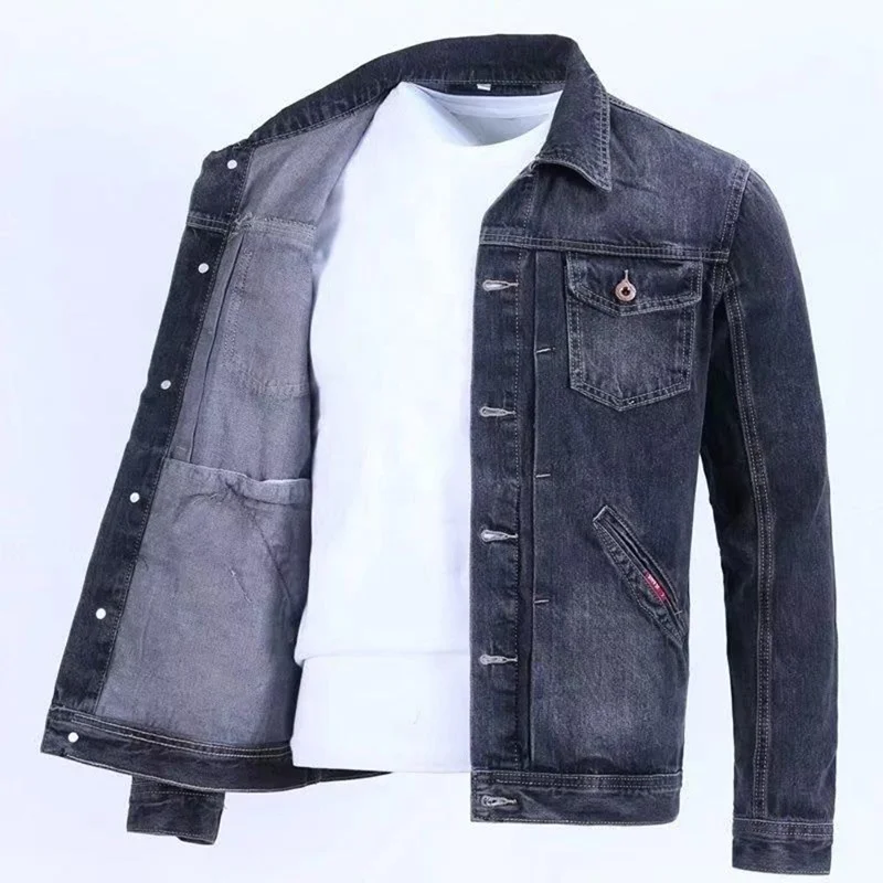 Spring And Fall Retro Denim Men's Fashion Brand Handsome Cargo Jacket Korean Version Slim Casual Wear Clothes_voghion.com