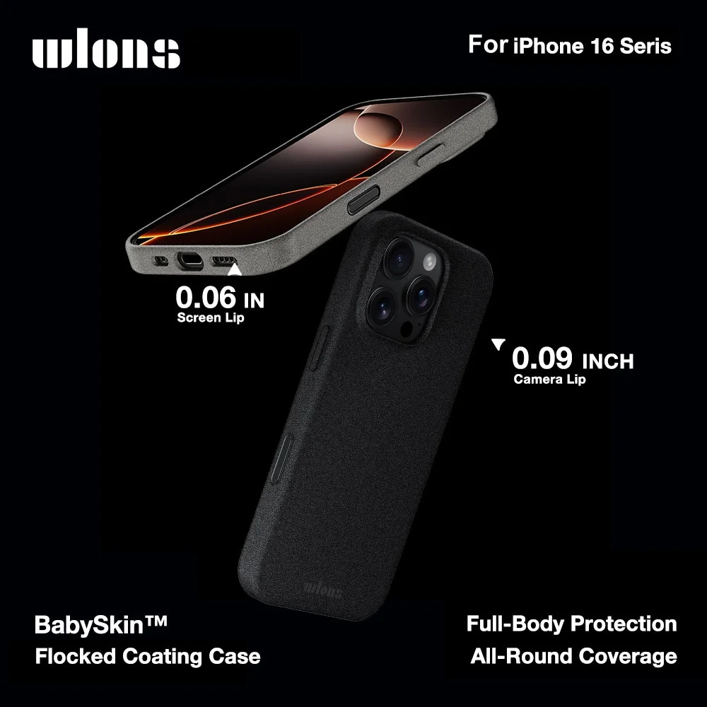product factory customized shockproof full body protection baby skin flocked coating case with magnetic phone cover for iphone16 pro max-9