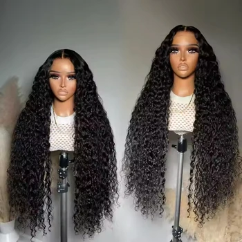 Hight Density 13x4 Lace Front Wigs Human Hair Raw Virgin Brazilian 40 Inch Curly Deep Wave Glueless Wig 13x6 HD Lace Frontal Wig