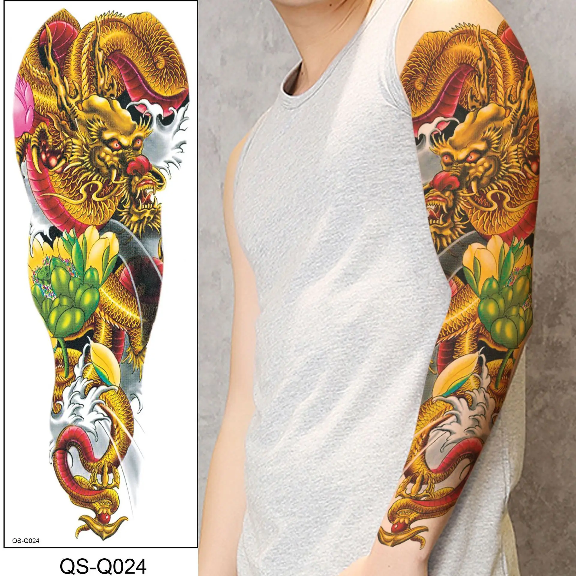 Rts Chinese Dragon Tattoo Water Transfer Waterproof Temporary Body Art  Sticker For Woman Man Colorful Sleeve Arms Makeup Tattoo - Buy 3d Colorful  Dragon Arm Tattoo Stickers Removable Men Women Waterproof Temporary