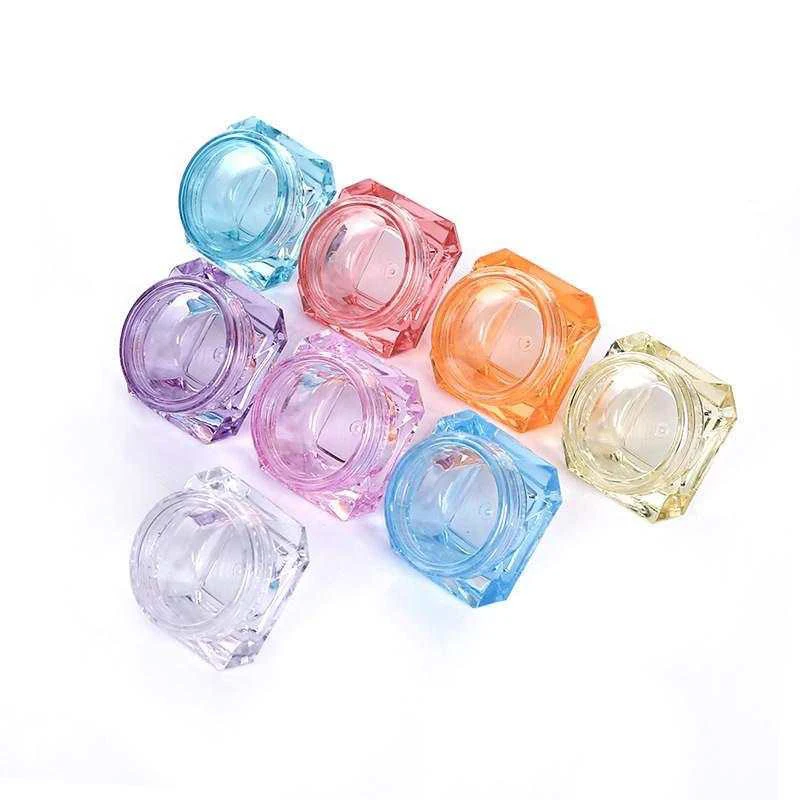 3g 5g wholesale multi colour diamond drill shape empty plastic cosmetic cream jar lip balm sample box vials