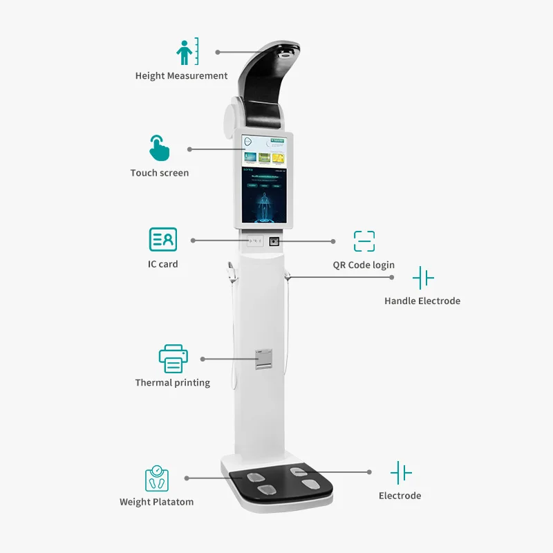 Sonka 8 electrodes body composition analysis machine ultrasonic height measurement weighing scales for clinic hospital