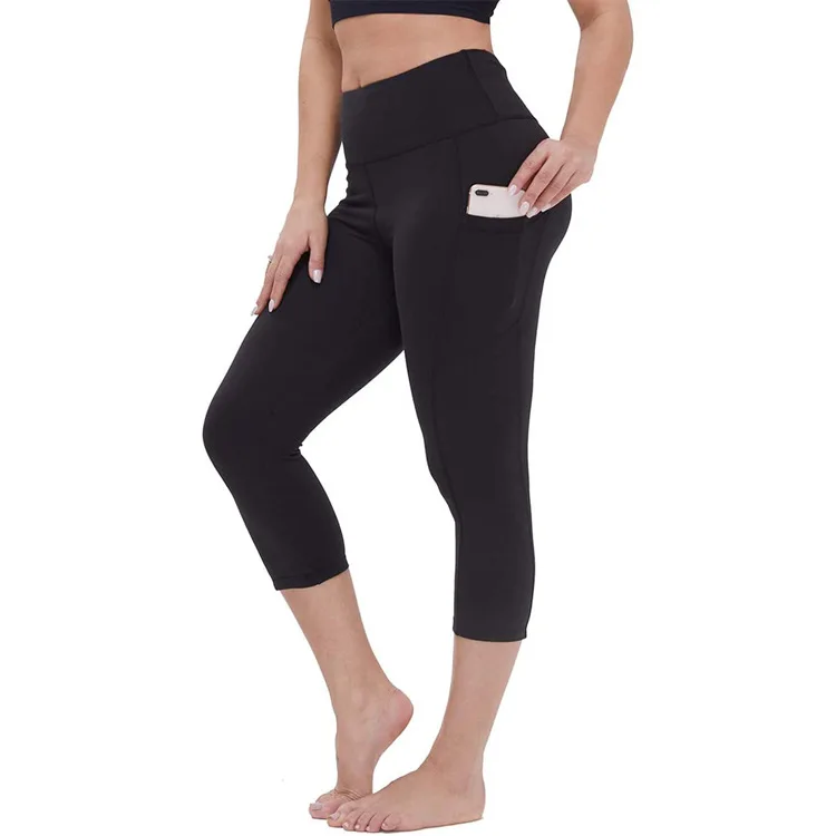 Side Pocket Custom Women Capri Leggings 