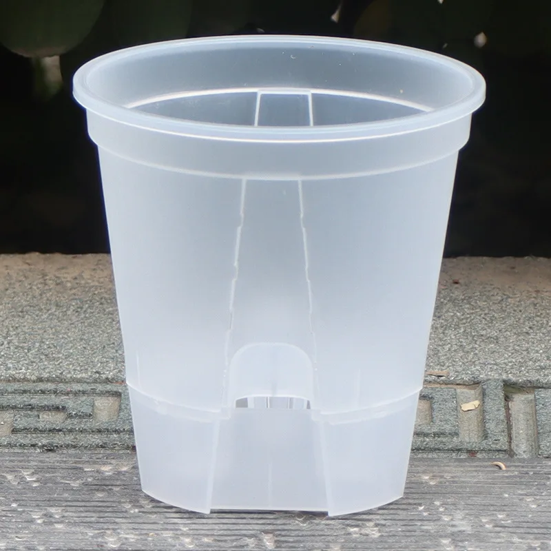 Durable 4.7 Inch Root Control White Clear Orchid Self Watering Pots for Plants Plastic Transparent Flower Pot