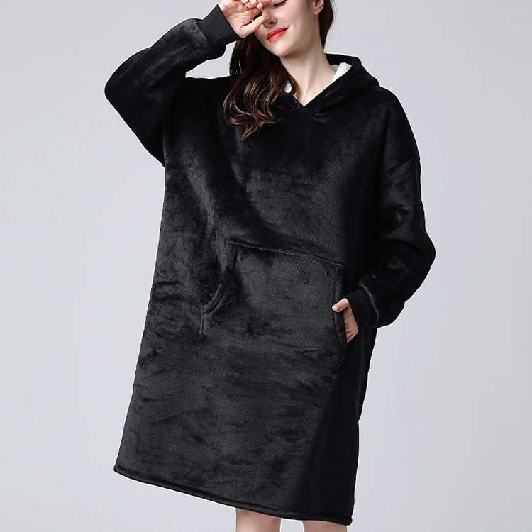 Amazon Supplier Women Hoodie Robe TV Blanket Plus Size Custom Long Men Sleepwear Bath Robe Nightgown
