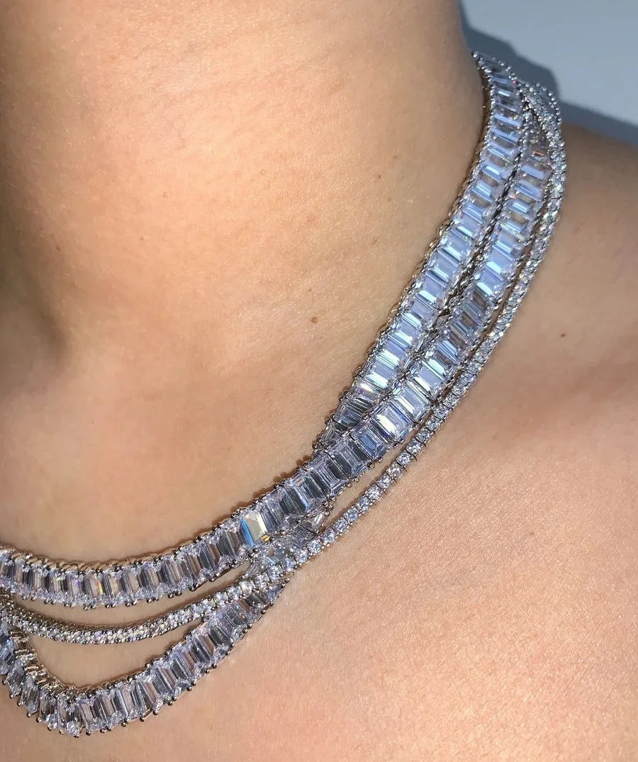 Bling Rectangle Tennis Necklace 
