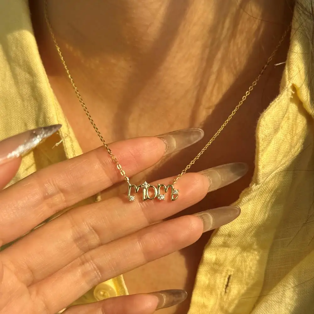 KAKODIY Mother's Day Jewelry for Women 925 Sterling Silver Gold Plated 15mm Wide Letter Pendant Necklace detail 9