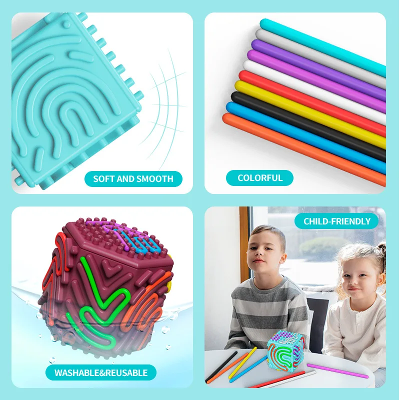 OBEST Sensorik Activity Board Aus Silikon – Montessori Spielzeug Mit 20 Schnüren, Anti-Stress Für Kinder Ab 3