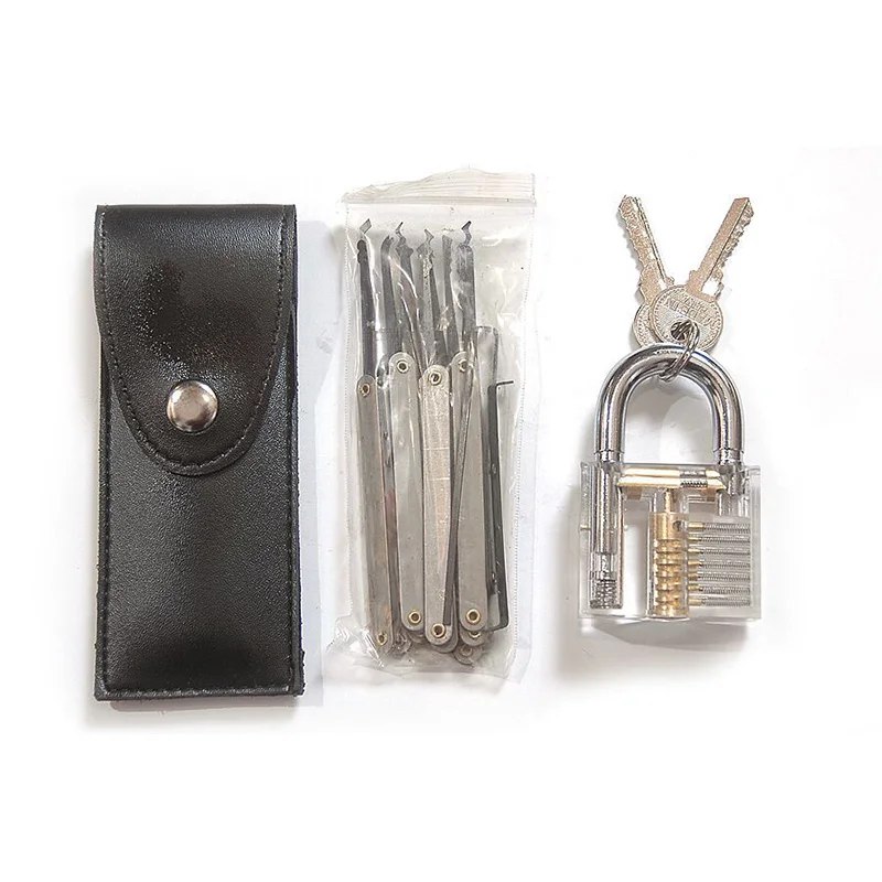 GOSO 12pcs Hook Picks Titanium Lock Pick Sets Broken Key Tools and Transparent Practice Protection Padlock Locksmith Tool