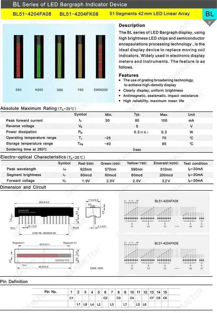 Матричная Светодиодная панель Taidacent 6*8 световой луч 51 сегмент 42 мм светодиодная линейная электронный измеритель