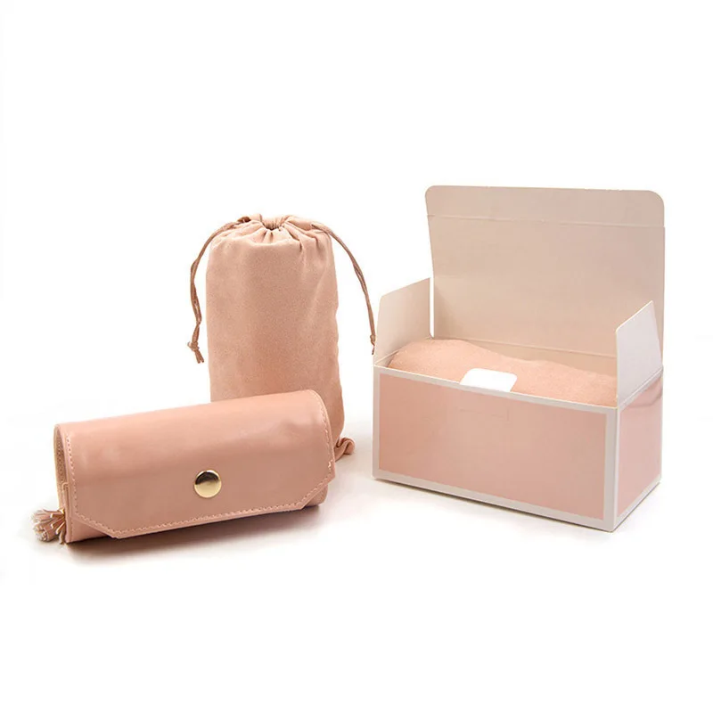 Portable Pink PU Leather Jewelry Organizer Display Rectangle Travel-friendly Jewellery Case Storage for Home and Journey