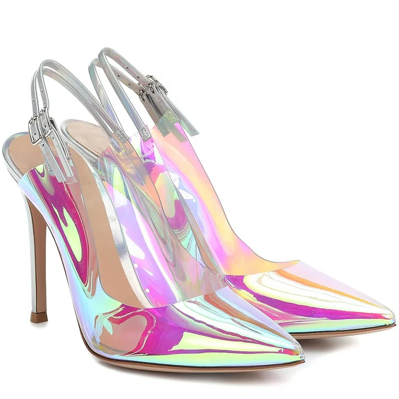 Women Hologram Iridescent Red Patent Leather Slingback Shoes 12cm 10cm 8cm  Thin High Heel Cut-out Back Heels Banquet Pumps - AliExpress