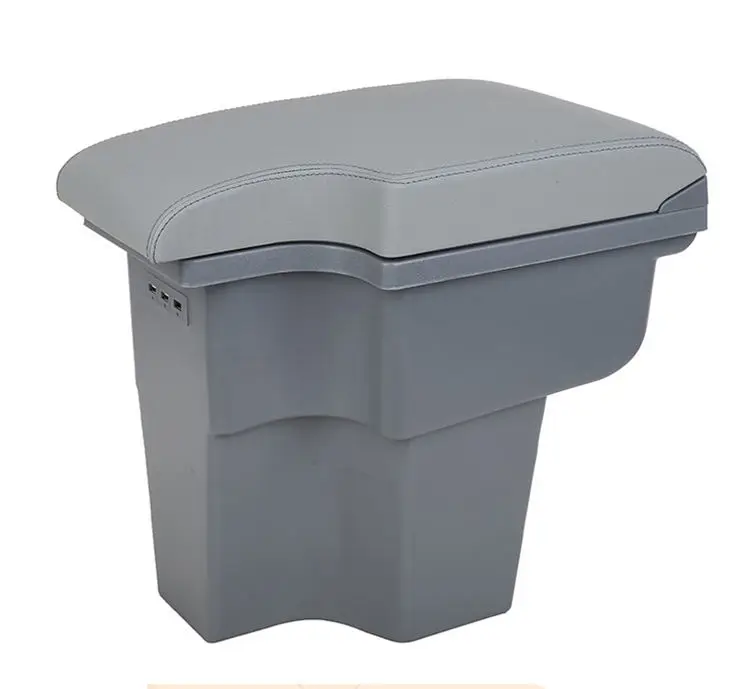 product black car centre console armrest box accessories leather armrest with usb charging port adjustable cup holder storage box-5