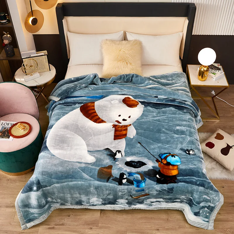 Тяжелые плюшевые мягкие одеяла для зимы норковый бархат 2-слойный принт Raschel жаккардовый постельное Флисовое одеяло с цветочным принтом