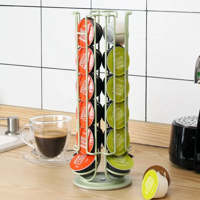 Rust-Proof Heavy Duty Wire Swivel 24 Pod Capsule Carousel for Dolce Gusto With With Smooth 360 Degree Swivel Space-Saving Slim