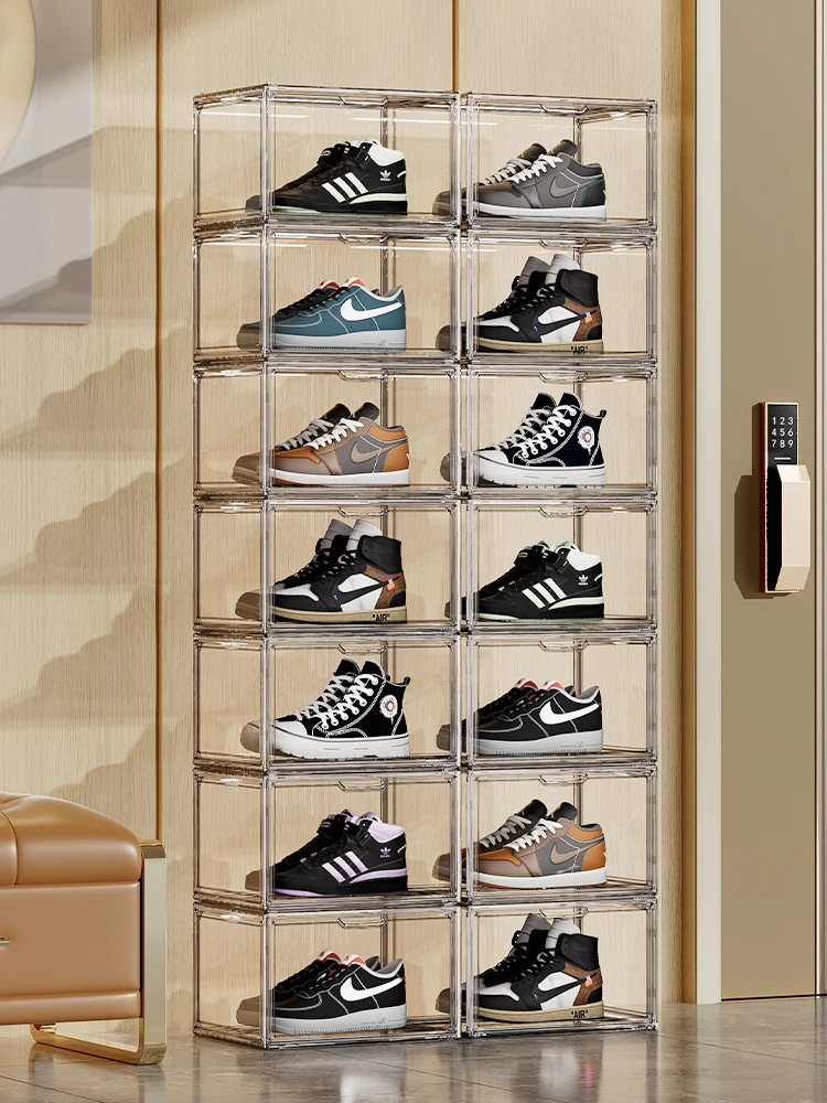 Wholesale Transparent Plastic Stackable Shoe Storage Boxes Drop Front ...