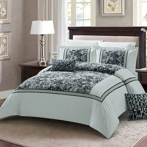 KOSMOS 5pcs Designer Comforter Set Soft Tufted Bedding for Living Room Embroidery Technique Polyester Filling King Queen Sizes