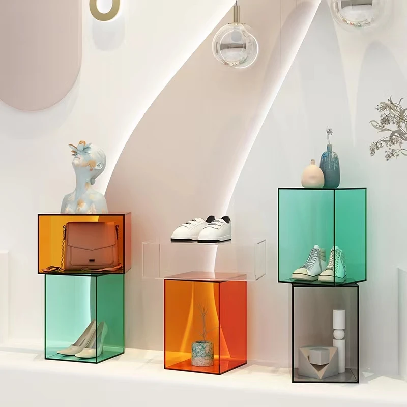 Customized Rectangular Acrylic Display Stand Modern Exhibition Stand Plinth Cube  Acrylic Display Stand
