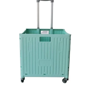 Hot Selling Fold-Out Plastic Supermarket Trolley Pack Roll Collapsible Portable Reusable Luggage Cart Shopping Trolleys & Carts