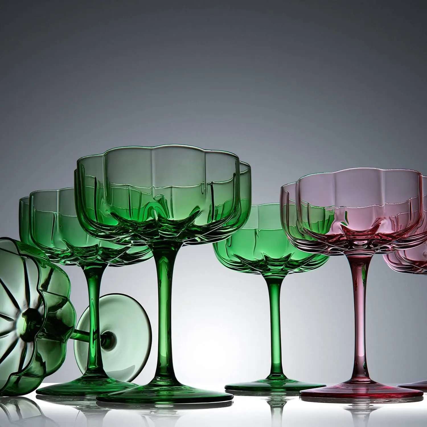 Lot De 6 Verres Coupés Vintage 200ml - Verres à Cocktail Martini Margarita