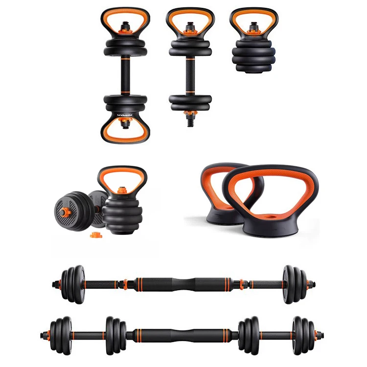 6 in 1 Set Multifunctional Adjustable Dumbbell Cement Dumbbell Set Adjustable Dumbbell Barbell Kettlebell