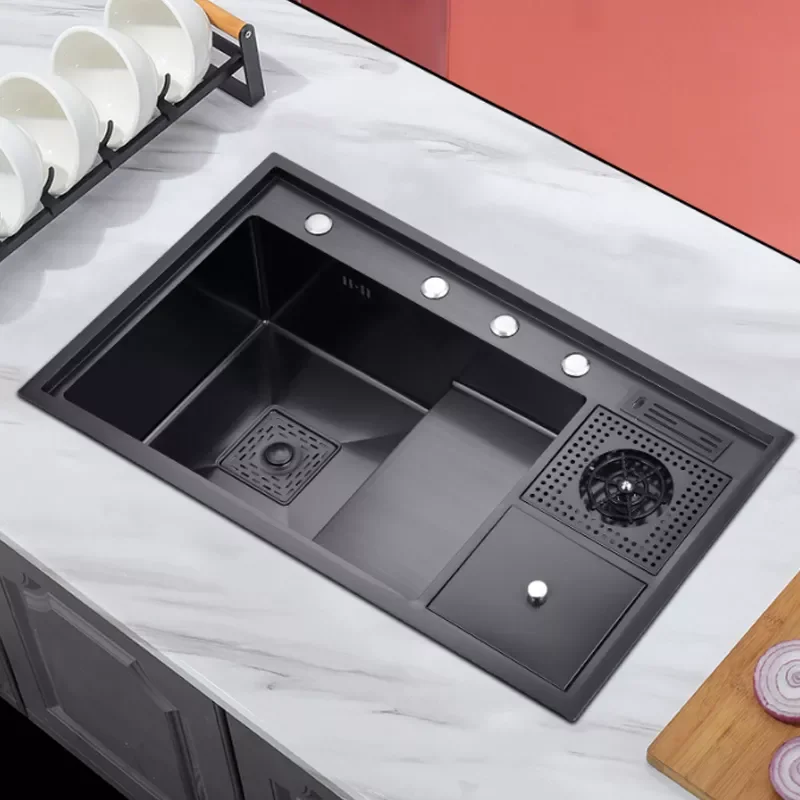 2022 New Multifunctional With Glass Rinser Waterfall Stepped Stainless